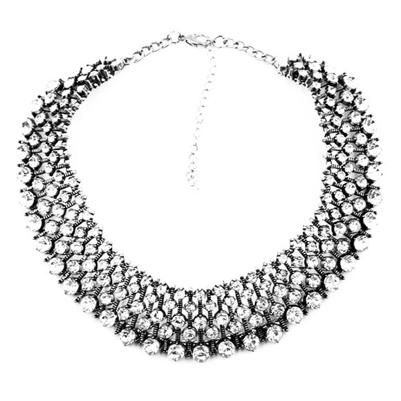 New Zara Crystal Statement Necklace in Silver - Picture 6 of 7
